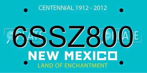6SSZ800 New Mexico License Plate