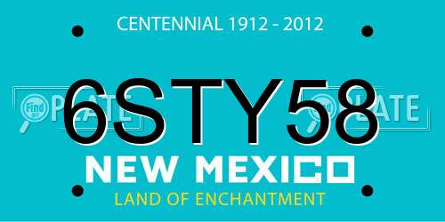 6STY58 New Mexico License Plate