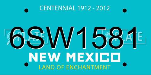 6SW1581 New Mexico License Plate