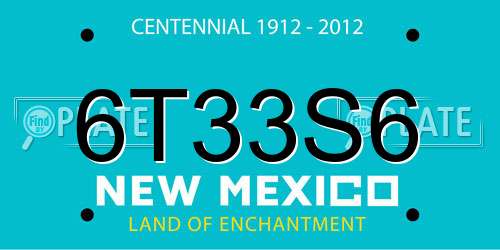 6T33S6 New Mexico License Plate
