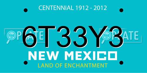 6T33Y3 New Mexico License Plate
