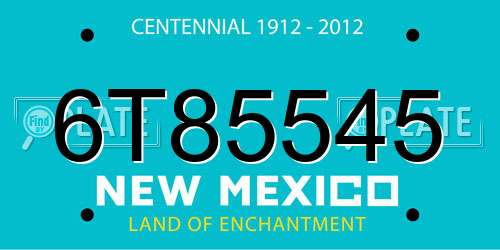 6T85545 New Mexico License Plate