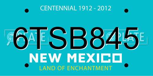 6TSB845 New Mexico License Plate