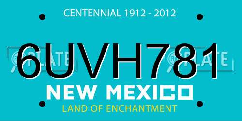 6UVH781 New Mexico License Plate