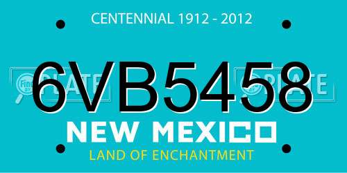 6VB5458 New Mexico License Plate