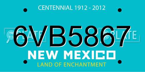 6VB5867 New Mexico License Plate