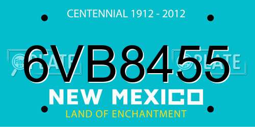 6VB8455 New Mexico License Plate