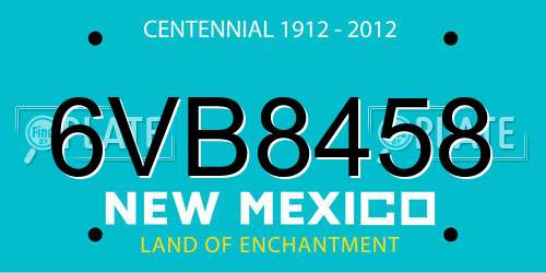 6VB8458 New Mexico License Plate