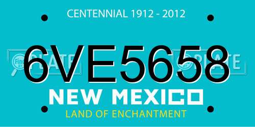 6VE5658 New Mexico License Plate