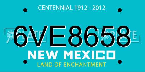 6VE8658 New Mexico License Plate