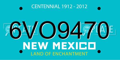 6VO9470 New Mexico License Plate