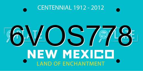 6VOS778 New Mexico License Plate