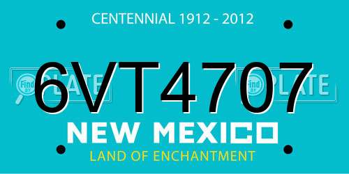 6VT4707 New Mexico License Plate