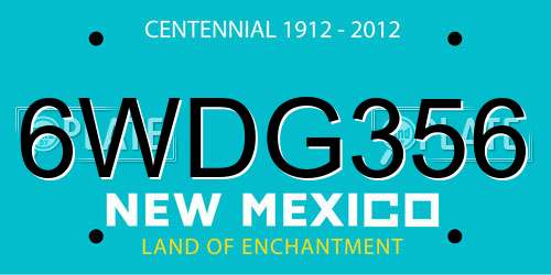 6WDG356 New Mexico License Plate