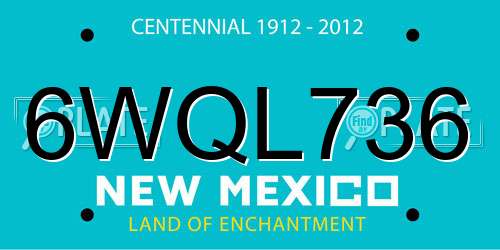 6WQL736 New Mexico License Plate