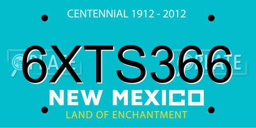 6XTS366 New Mexico License Plate