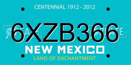 6XZB366 New Mexico License Plate