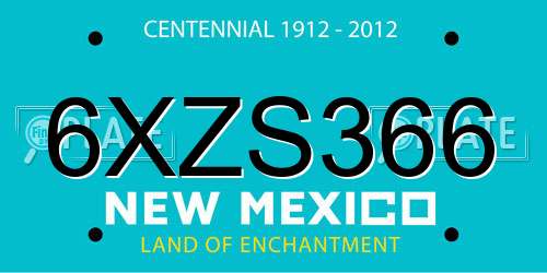 6XZS366 New Mexico License Plate