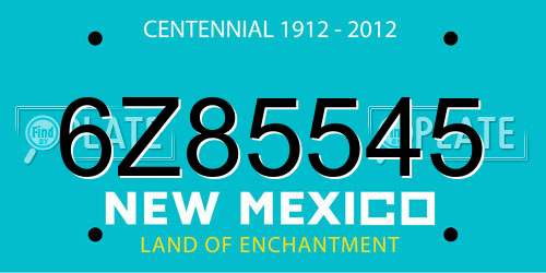 6Z85545 New Mexico License Plate
