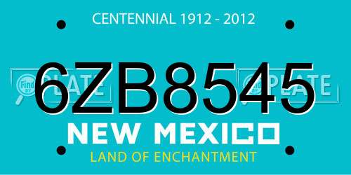 6ZB8545 New Mexico License Plate