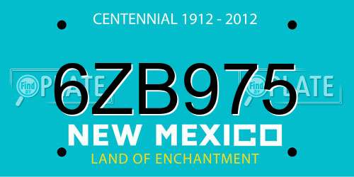 6ZB975 New Mexico License Plate