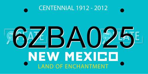 6ZBA025 New Mexico License Plate
