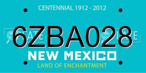 6ZBA028 New Mexico License Plate