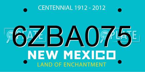 6ZBA075 New Mexico License Plate