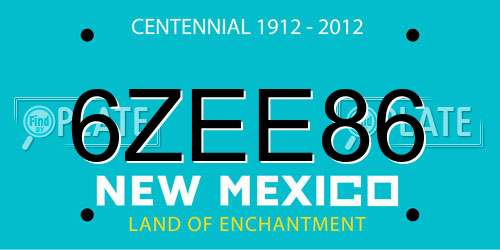 6ZEE86 New Mexico License Plate