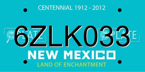 6ZLK033 New Mexico License Plate