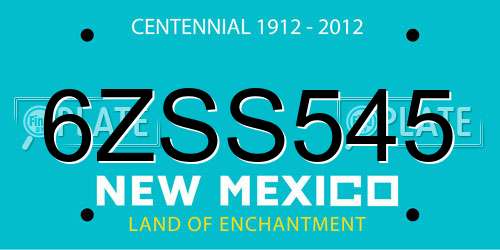 6ZSS545 New Mexico License Plate