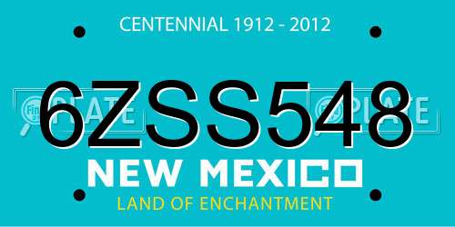 6ZSS548 New Mexico License Plate