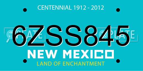 6ZSS845 New Mexico License Plate