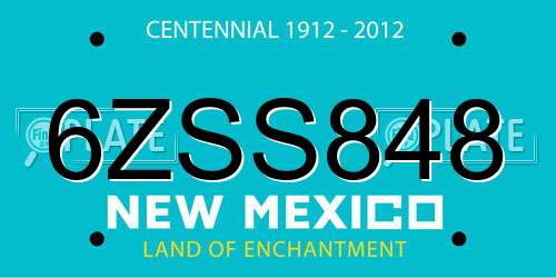6ZSS848 New Mexico License Plate