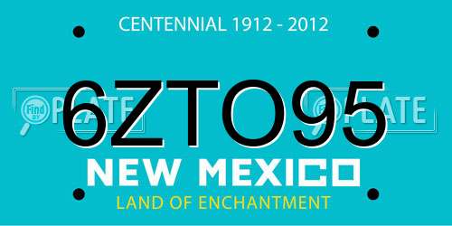 6ZTO95 New Mexico License Plate
