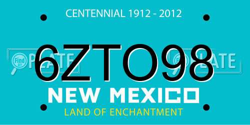 6ZTO98 New Mexico License Plate