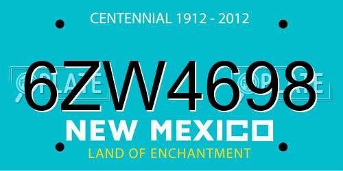 6ZW4698 New Mexico License Plate