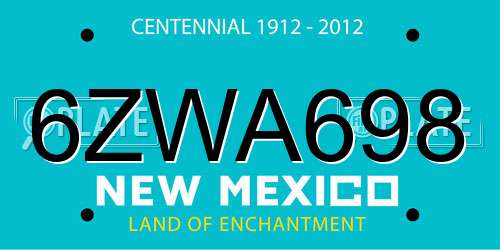 6ZWA698 New Mexico License Plate
