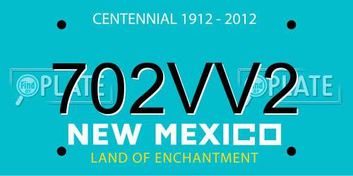 702VV2 New Mexico License Plate