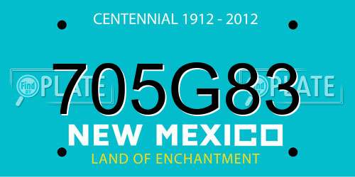 705G83 New Mexico License Plate