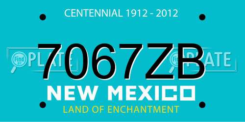 7067ZB New Mexico License Plate