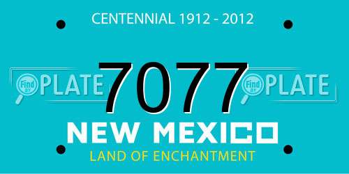 7077 New Mexico License Plate