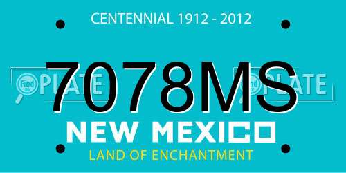 7078MS New Mexico License Plate