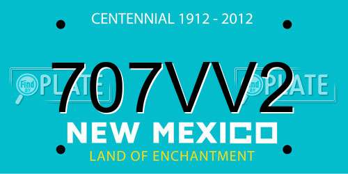 707VV2 New Mexico License Plate