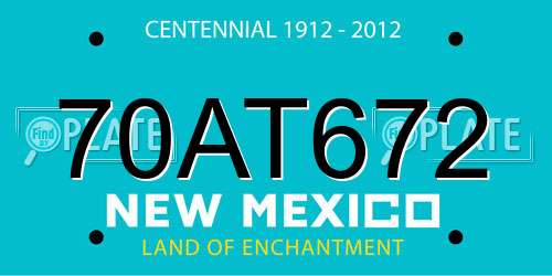 70AT672 New Mexico License Plate