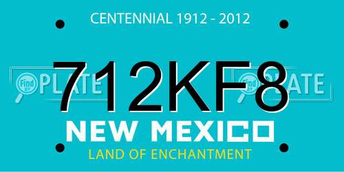 712KF8 New Mexico License Plate