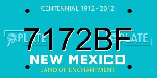 7172BF New Mexico License Plate