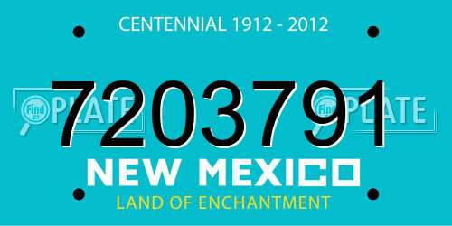7203791 New Mexico License Plate