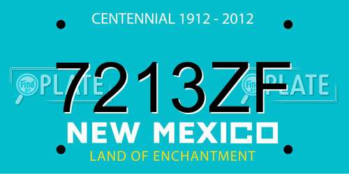 7213ZF New Mexico License Plate