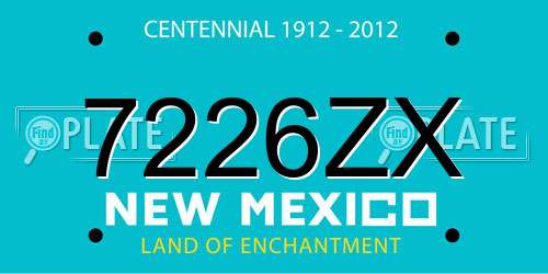 7226ZX New Mexico License Plate
